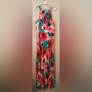 Eliza J Multicolor Floral Halter Pleated Maxi Dress